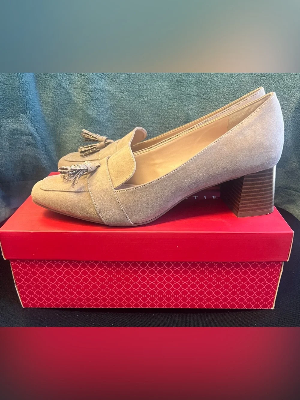 Kelly & Katie Taupe Suede Tassel Loafers